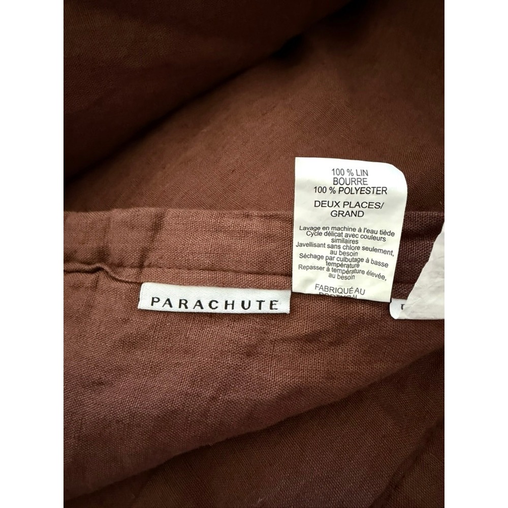 Parachute Linen Box Quilt Full Queen Raisin Purple European Flax Bedding - Picture 5 of 7